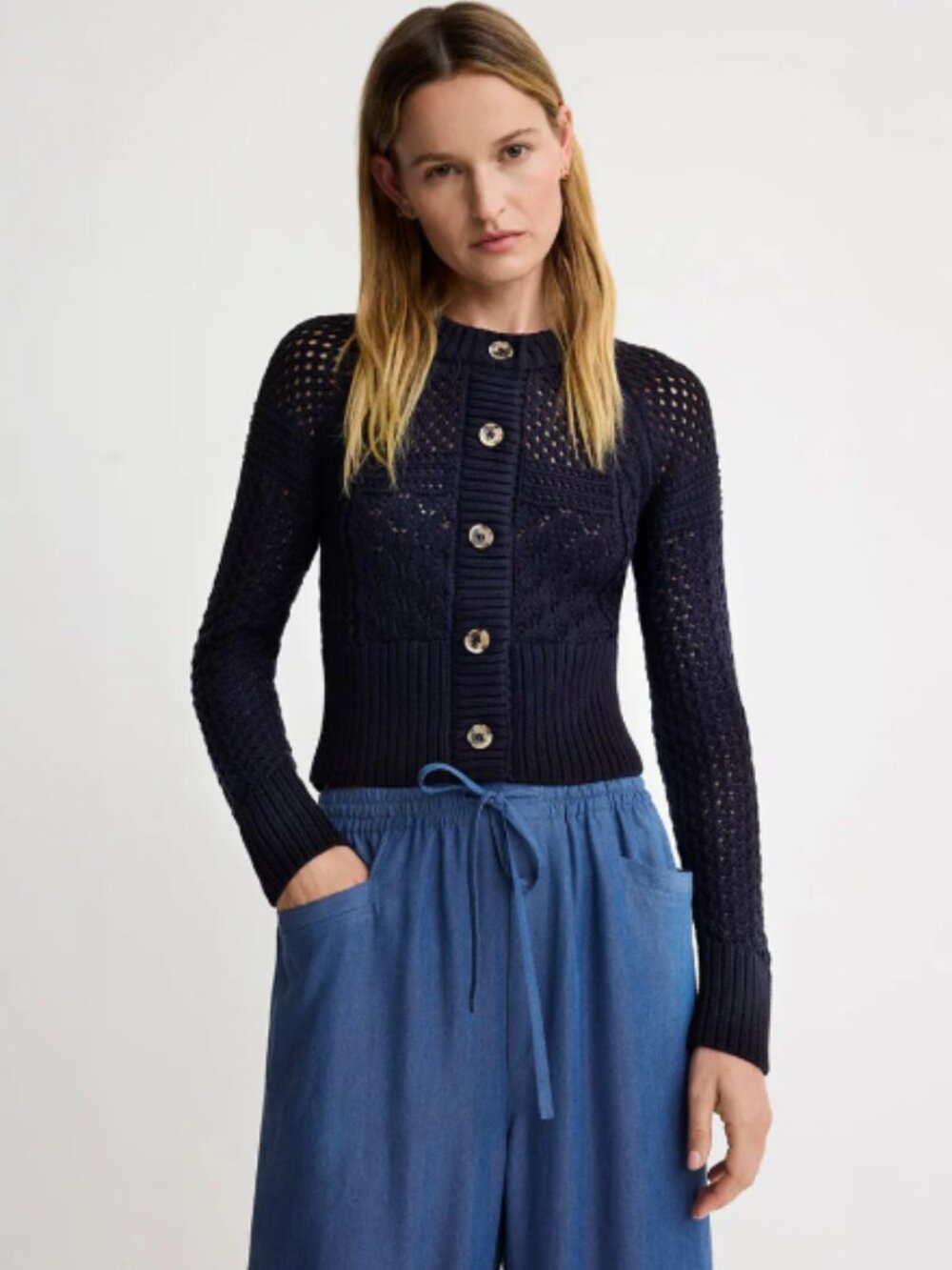 Smythe Crochet Cardigan - NWT - Navy